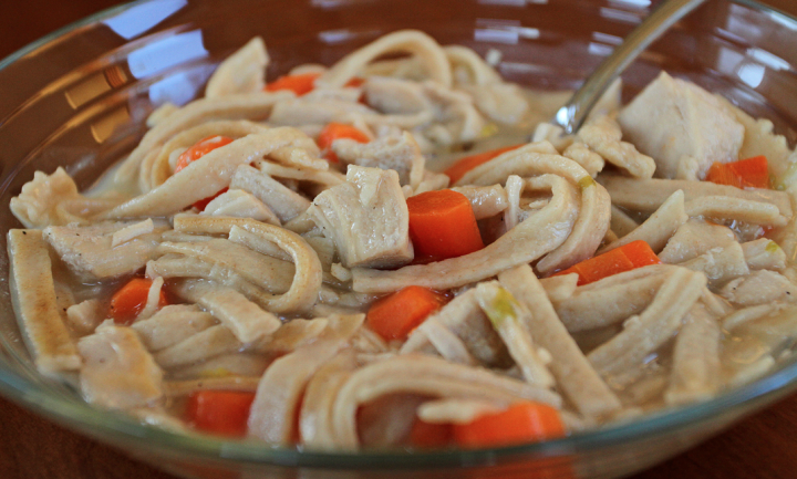 Homemade Chicken Noodle Soup. This veggie rich version is creamy, hearty, and oh-so comforting!