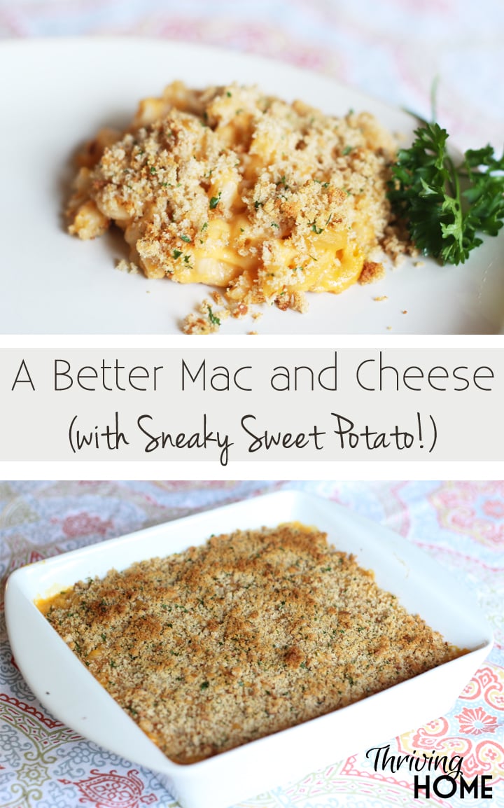 Mac and Cheese with Sneaky Sweet Potato is delicious, lighter than most mac recipes, and a great way to get more vegetables in your diet.