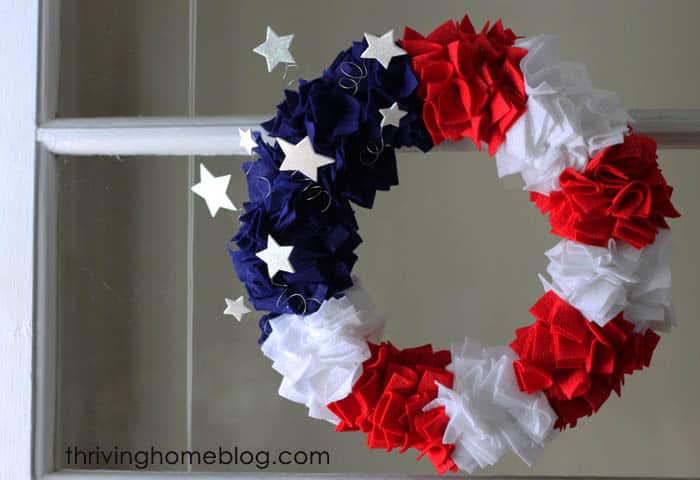 red white and blue felt wreath