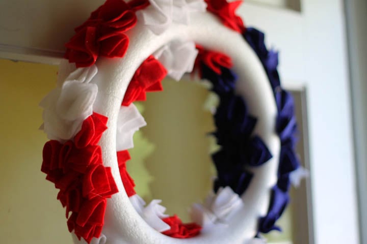 Back of fourth of july wreath