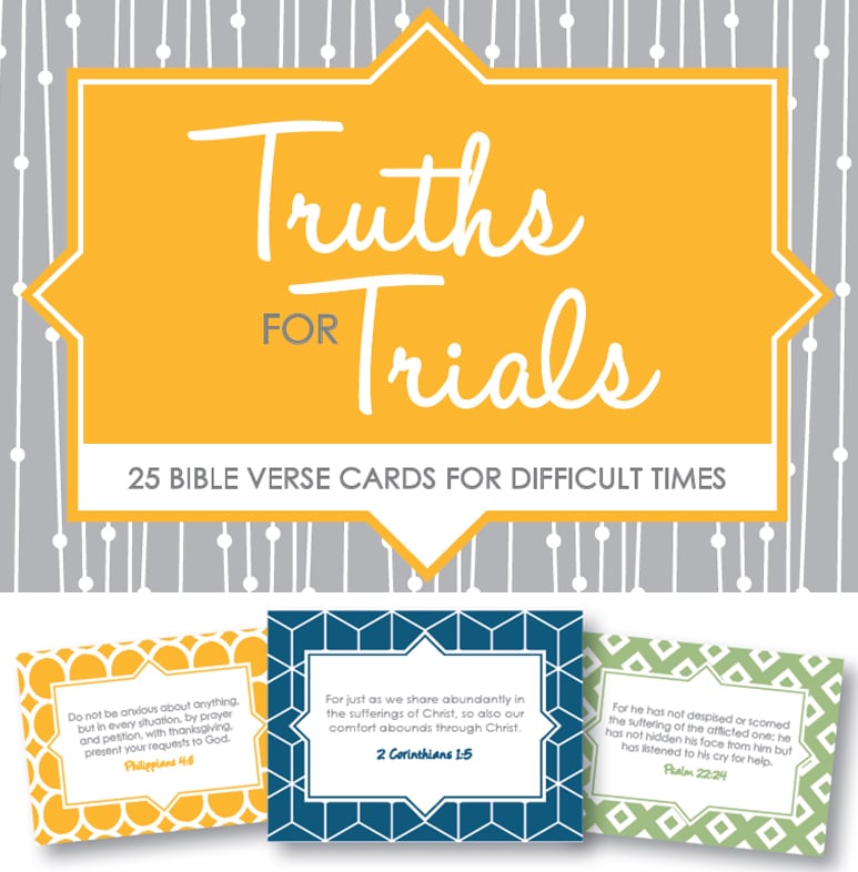 These printable 25 Bible Verse Cards for Difficult Times offer the hope and comfort that only God's promises can during a time of suffering. Download and print for a friend in need.
