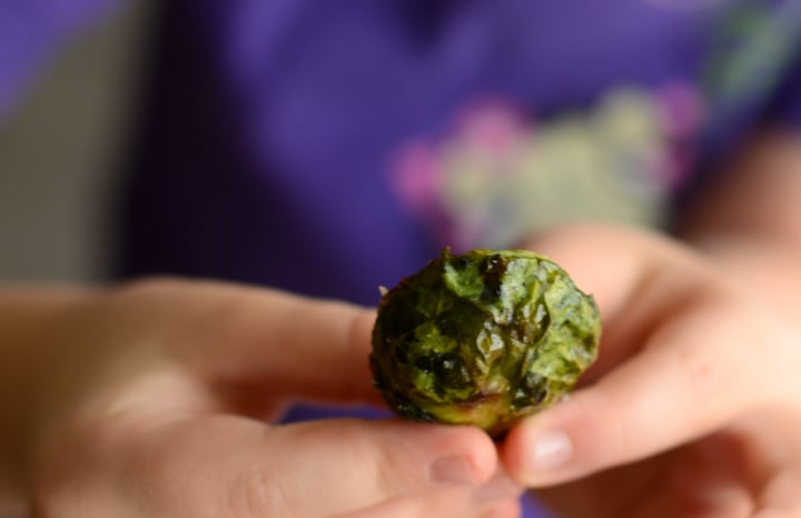 Hands holding a Brussels Sprout