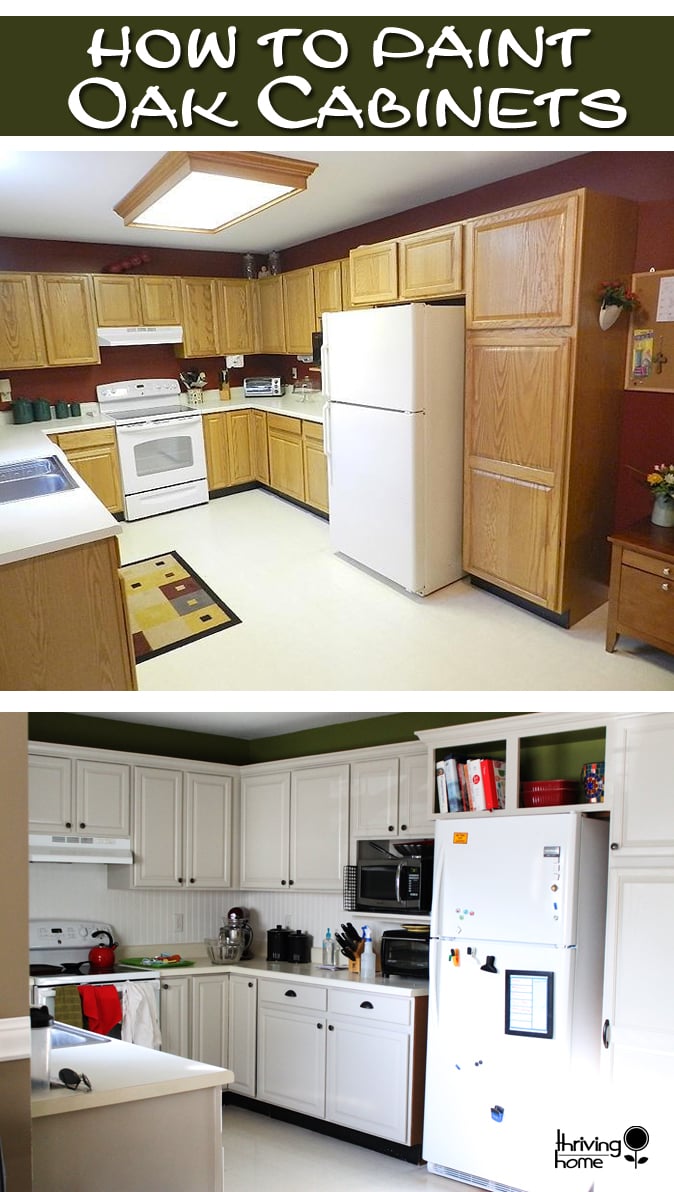 Oak cabinets painted white with glaze