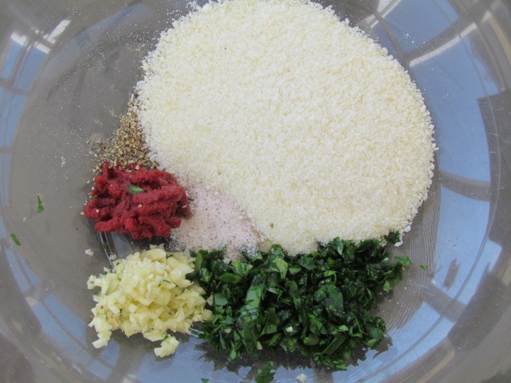 Ingredients for Italian Burgers in a bowl