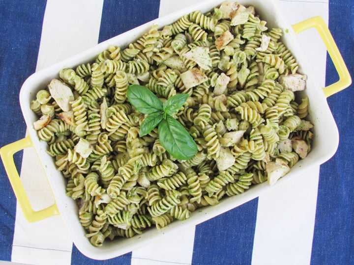 Pesto is one of the most nutrient-dense foods you can eat. Healthy fats from the olive oil and pine nuts and antioxidants from the basil and garlic make this meal a winner.