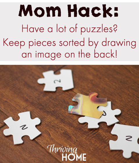 Mom Hack--A great way to keep puzzles organized!