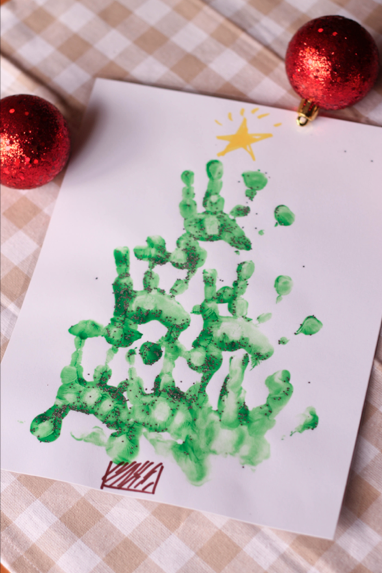 Christmas hand print craft. Great gift idea for grandparents.