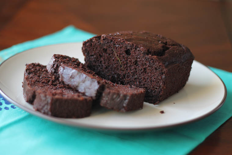 Chocolate Zucchini Bread sliced on a plate