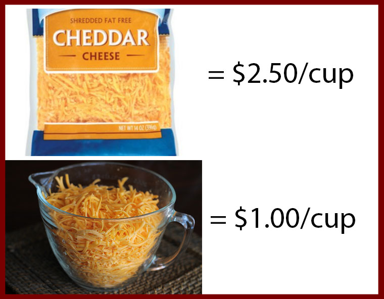 how much you save when shredding your own cheese