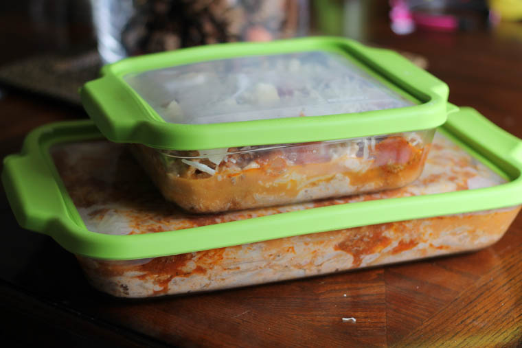 Freezer containers for beefy baked ravioli
