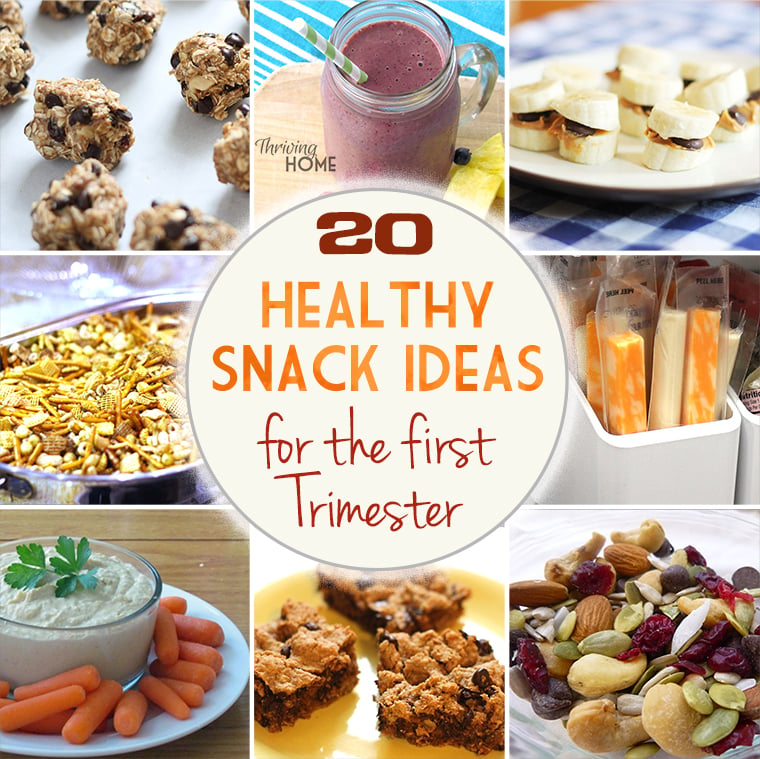 Need some high protein, low sugar snack ideas? Here is a great collection of 20 healthy snack ideas for the first trimester. Even if you aren't pregnant, this is a great round-up! | Thriving Home