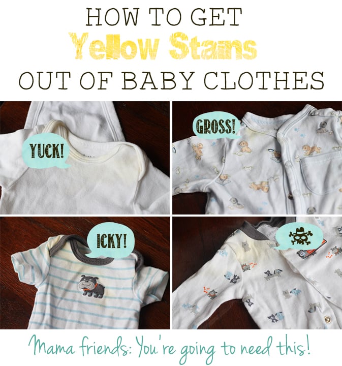 How to remove the yellow staining that shows up in stored baby clothes.