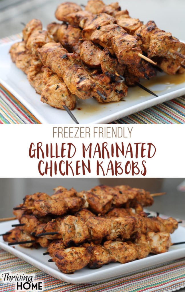 These Grilled Marinated Chicken Kabobs are one of our favorites for the grilling season. Make ahead and freeze before or after grilling!