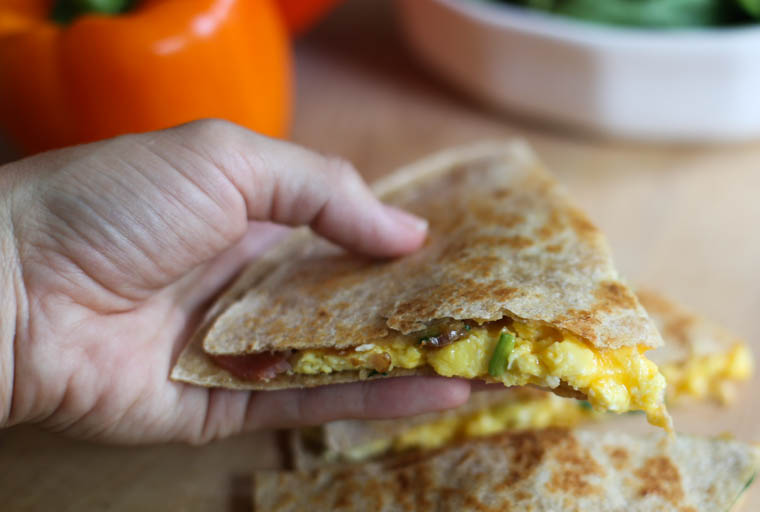 Freezer Friendly, Farm Fresh Breakfast Quesadillas. A simple, kid-friendly, healthy breakfast idea that anyone can make. Kids love that they can be customized and love to help assemble them. Make lots and freeze them for later! 