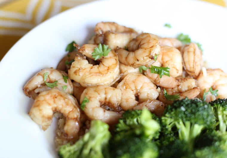 This honey garlic soy shrimp marinade makes a great healthy dinner. I love the sweet savory flavor and that the shrimp can be used in a variety of ways. This recipe also includes how to make a freezer friendly version! So, if you're looking for a healthy freezer meal, look no further. 