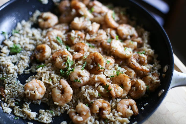 This honey garlic soy shrimp marinade makes a great healthy dinner. I love the sweet savory flavor and that the shrimp can be used in a variety of ways. This recipe also includes how to make a freezer friendly version! So, if you're looking for a healthy freezer meal, look no further. 