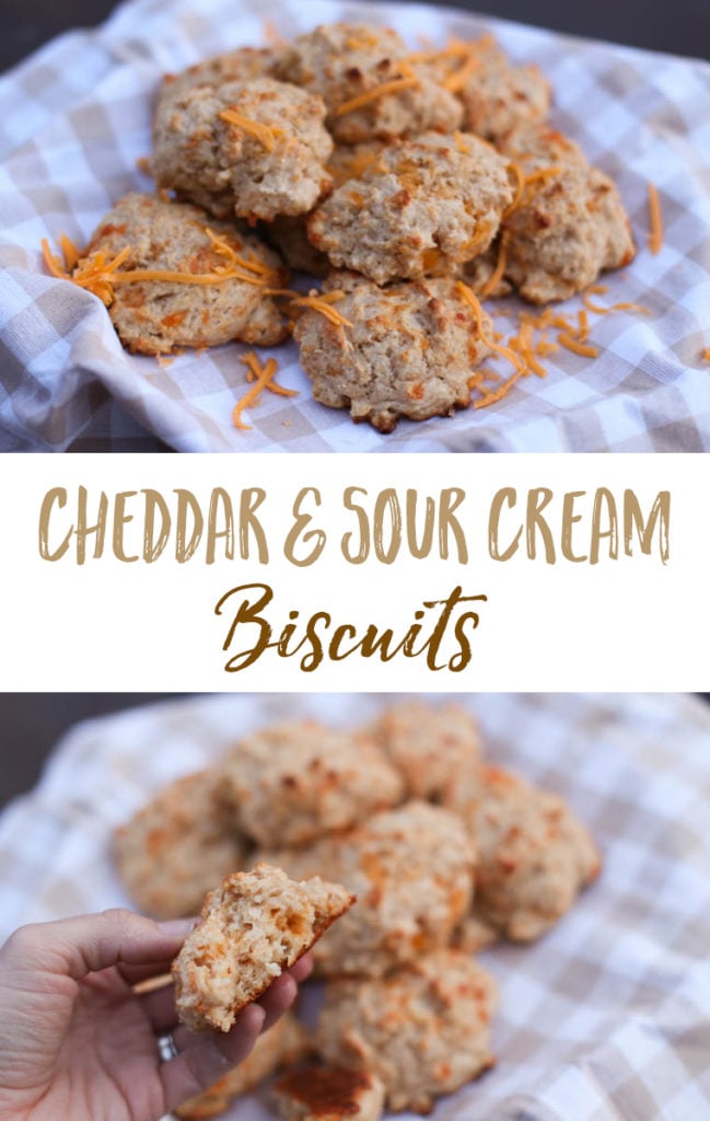 Cheddar and sour cream biscuits. A super simple side dish that the family will love. 