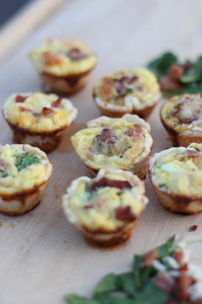 Simple goodness. Mini Bacon, Spinach, and Egg Quiches. These come together super easy and are freezer friendly. Great for breakfast, lunch, or dinner. OK, maybe a snack too!