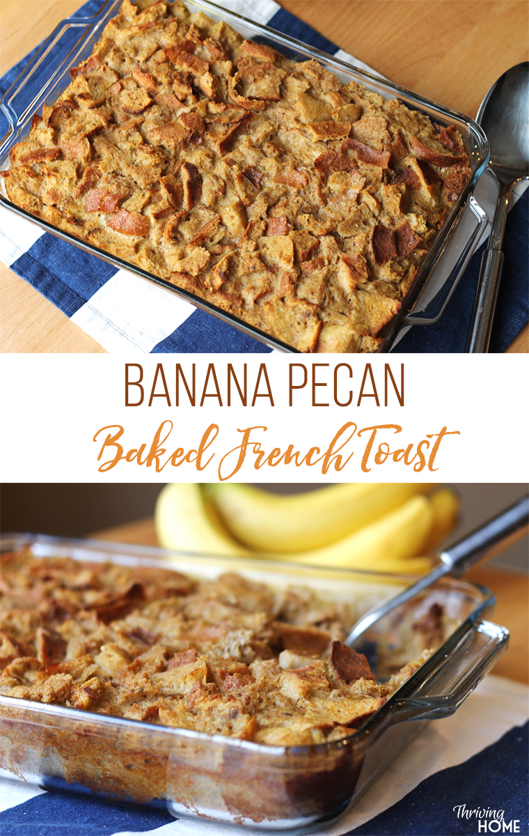 Use up leftovers to create this delicious make-ahead Banana Pecan Baked French Toast.