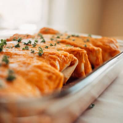 Cheesy Chicken and Black Bean Enchiladas