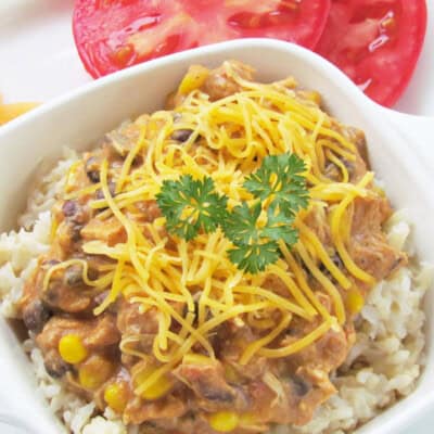 Easy Cheesy Mexican Chicken - A delicious and healthy slow cooker recipe!