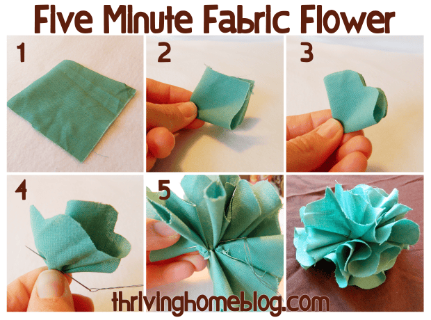 Five Minute Fabric Flowers | Thriving Home