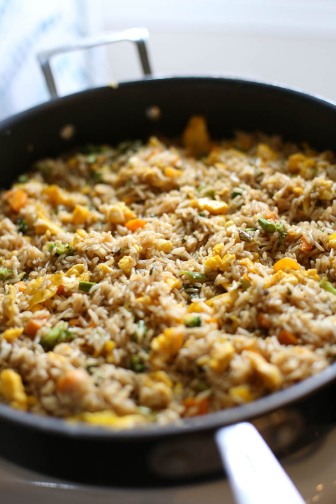 Fried rice in a skillet