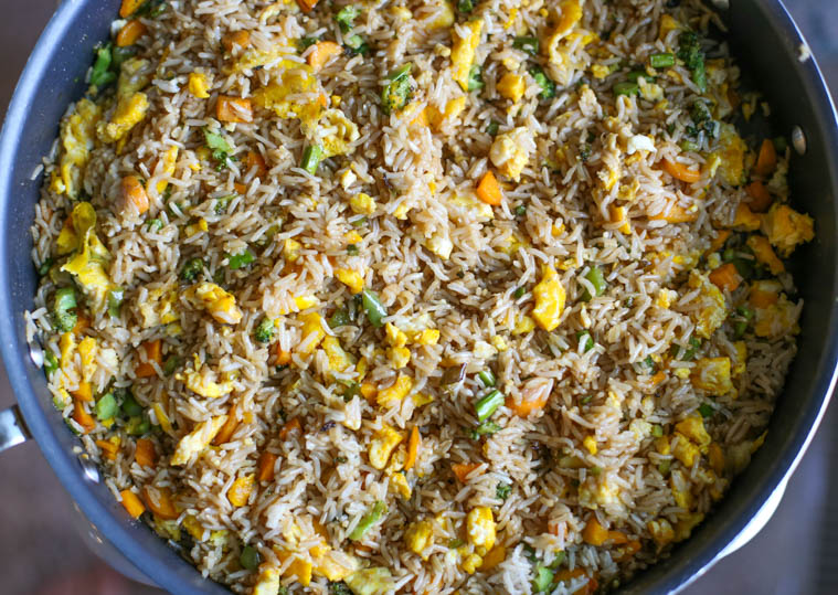 This fried rice with sweet soy sauce recipe is AMAZING. It's packed with nutritious ingredients and serves as a delicious side dish. It's also surprisingly freezer friendly! 