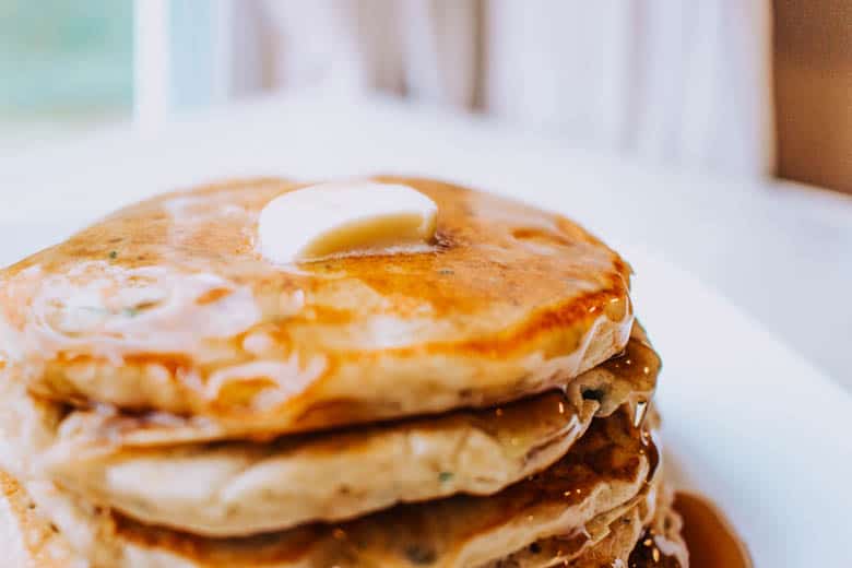 Zucchini pancakes with syrup