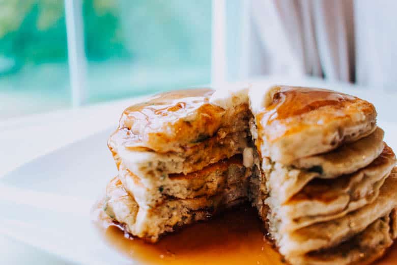 Whole grain zucchini pancakes on a plate