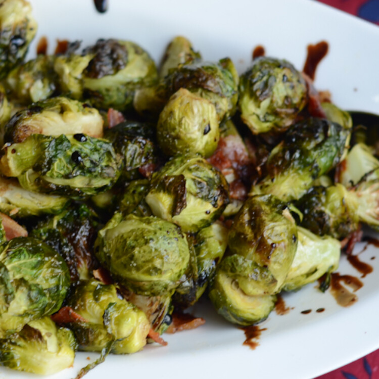 Brussels Sprouts with Bacon and Honey Balsamic Reduction