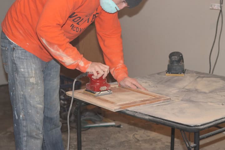 sanding oak cabinets