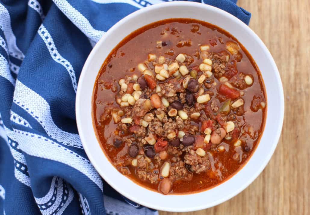 Mexican soup in a white bowl