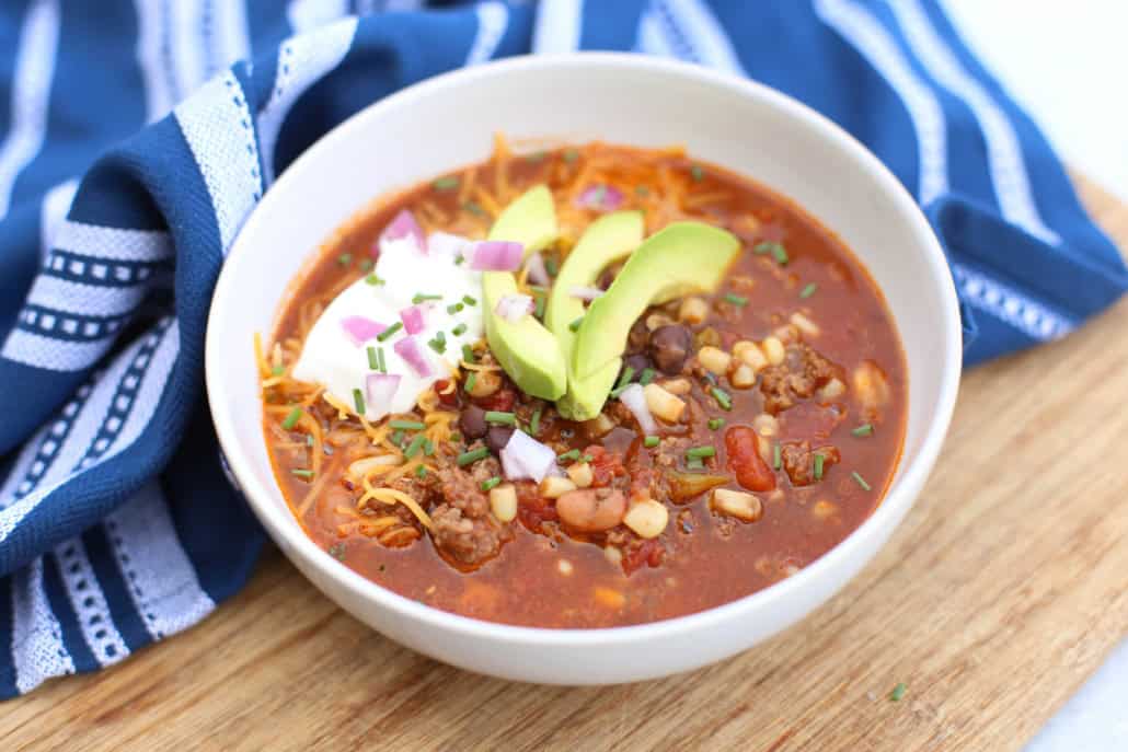 Mexican Soup in a white bowl 