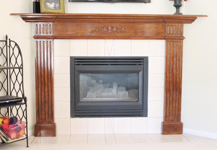 polyshade oak mantel makeover