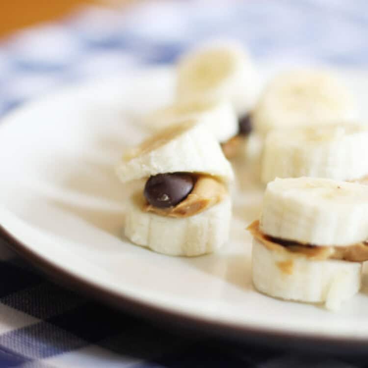 banana bites on a plate.