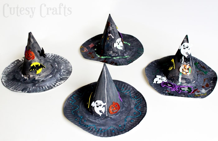 paper plate witch or wizard hats craft for kids