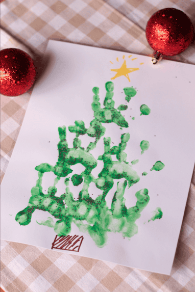 Christmas hand print craft. Great gift idea for grandparents.