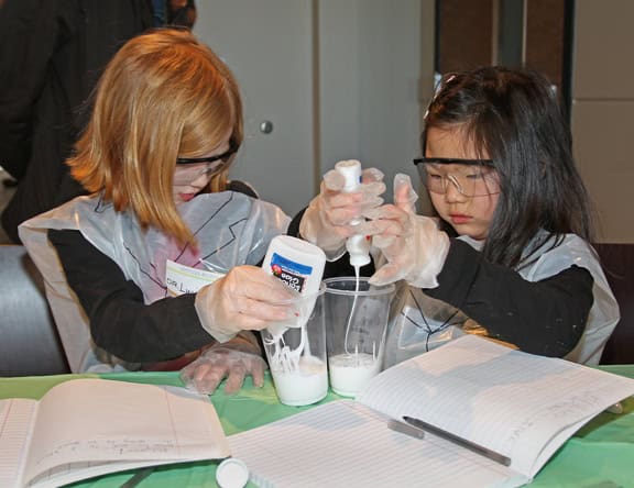 girls making slime