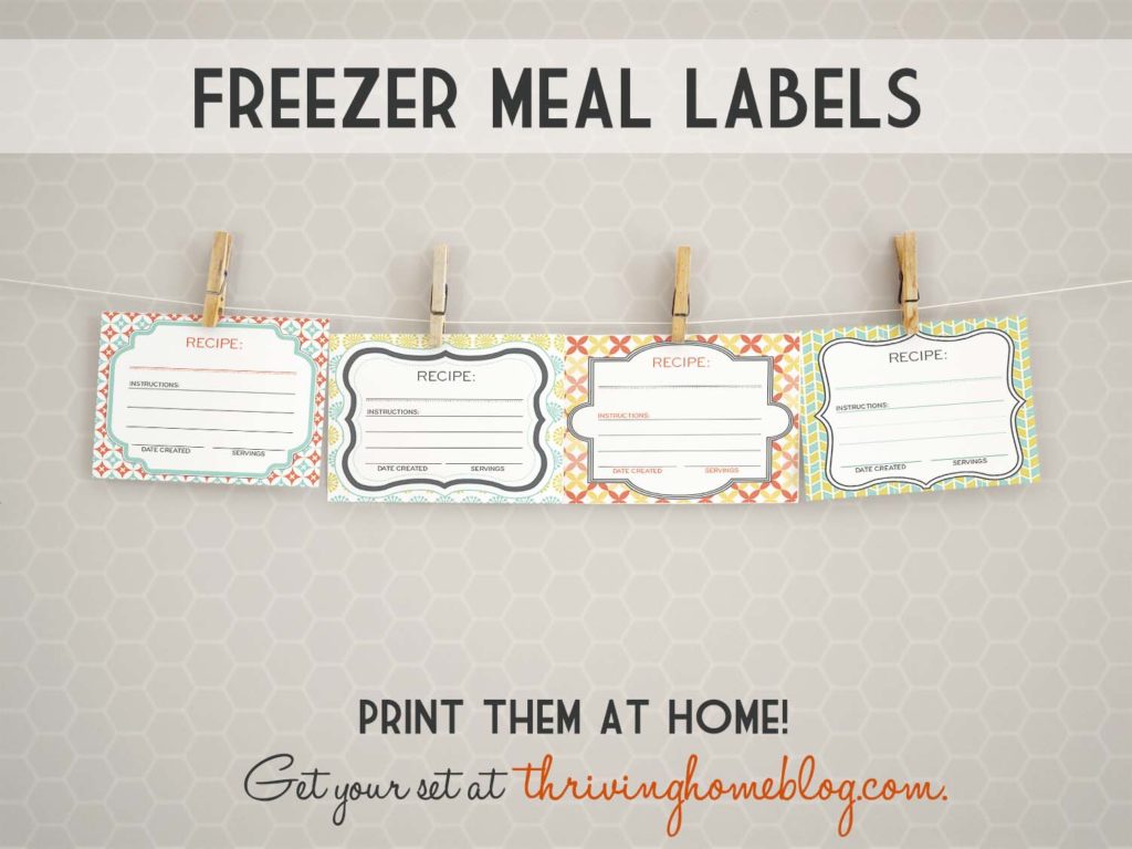 Printable freezer meal labels