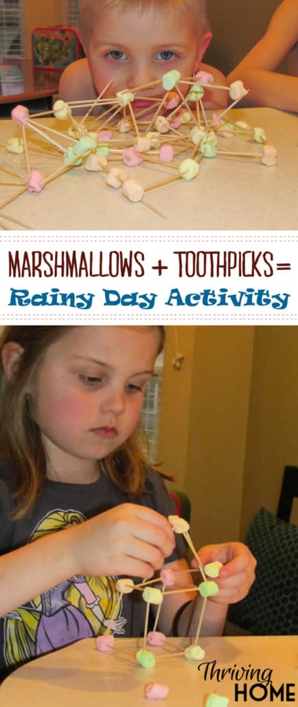 Rainy Day Activity with marshmallows and toothpicks is one of the simplest learning activities for many ages.