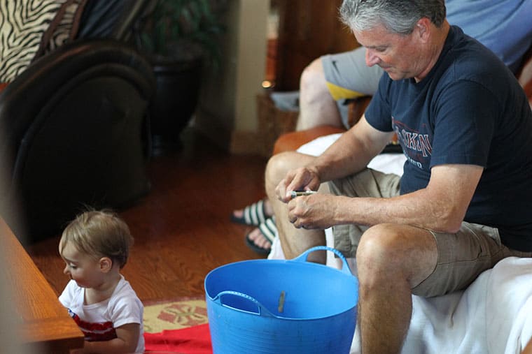 dad peeling potatoes