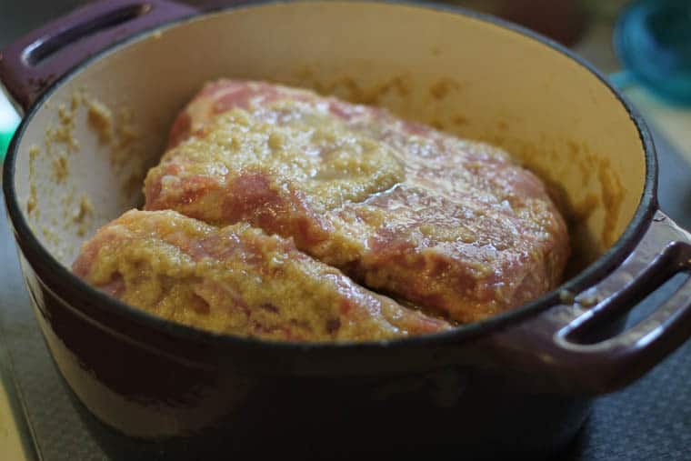 pork shoulder in a dutch oven