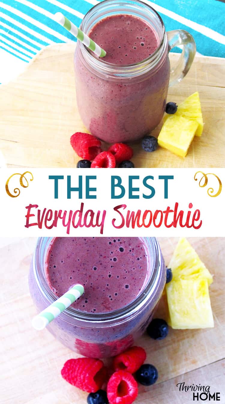 The Best Everyday Smoothie Ever - Our family never gets tired of this delicious combination of juice, milk, fresh spinach, and tons of fruit.