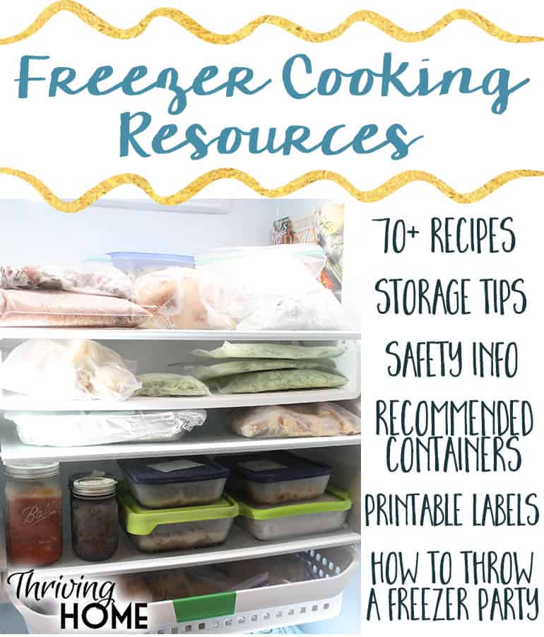 A great collection of freezer meal cooking resources. Loads of information including 70+ freezer meal recipes, how to throw a freezer party, how to store, save and thaw freezer meals and more.