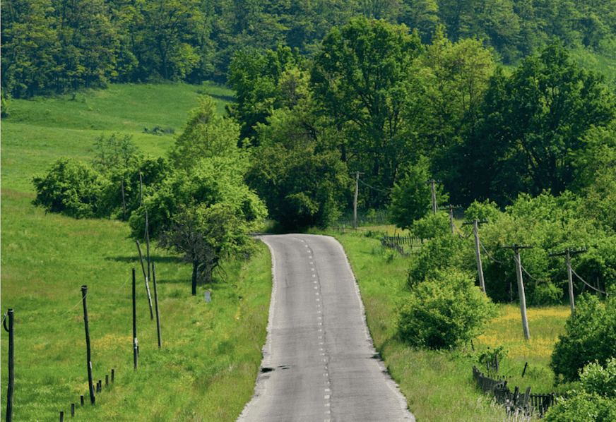 Country road sunset