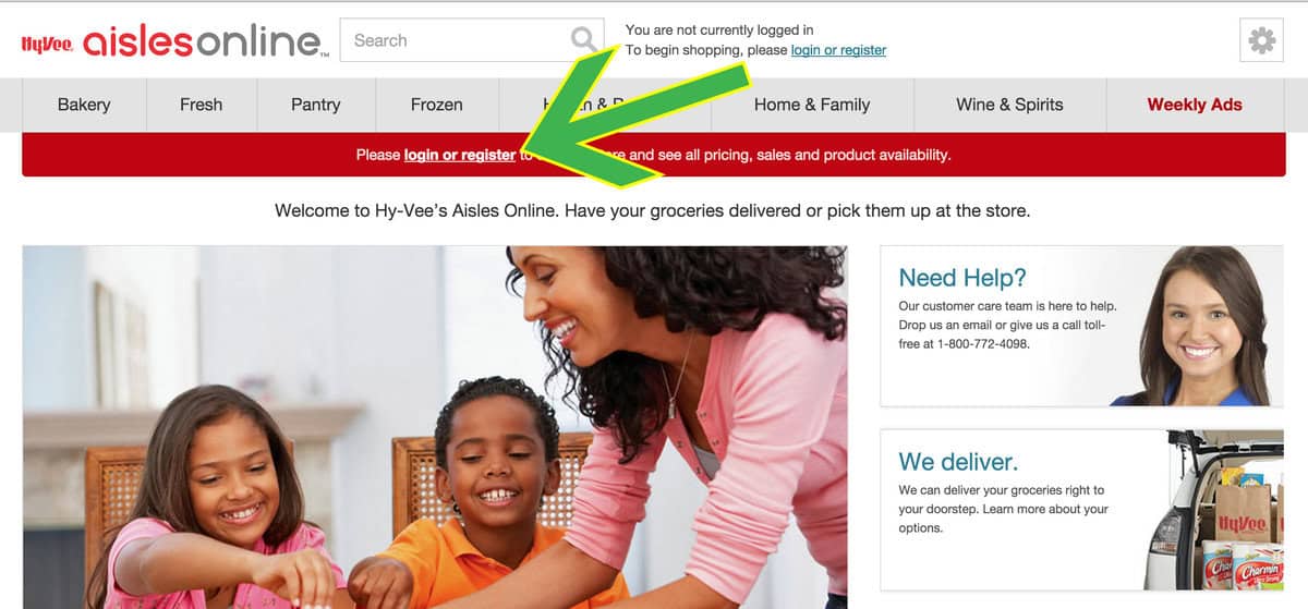 login or register for Hyvee Aisles Online Thriving Home