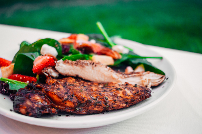 gluten-free balsamic grilled chicken on a plate with salad
