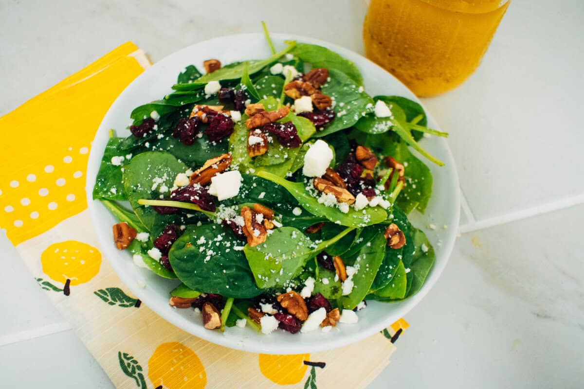 Cranberry Spinach Salad with Creamy Citrus Dressing