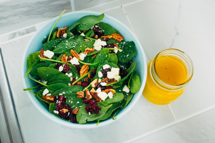 Cranberry Spinach Salad with Creamy Citrus Dressing